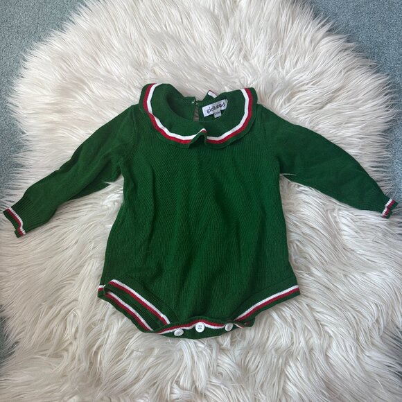 Girlhood green sweater romper size 6-12 months - Picture 1 of 3